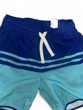 Fair Harbor Blue and Light Blue Striped Kids Swim Trunks